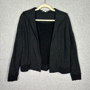James Perse‎ Hooded Cardigan Sweatshirt Small Charcoal French Terry Modal Supima